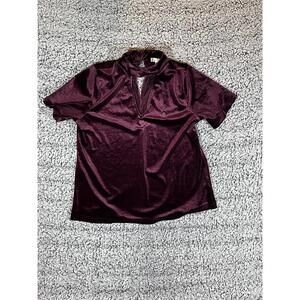Nine Britton Velvet Keyhole Top Womens Large Burgundy Short Sleeve NWT